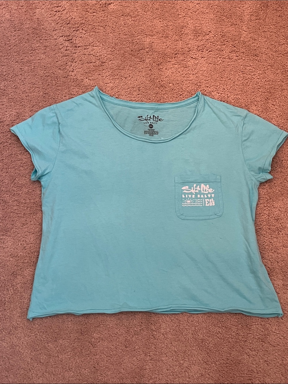 Women’s Salt Life Turquoise Pocket Crop Tee Small